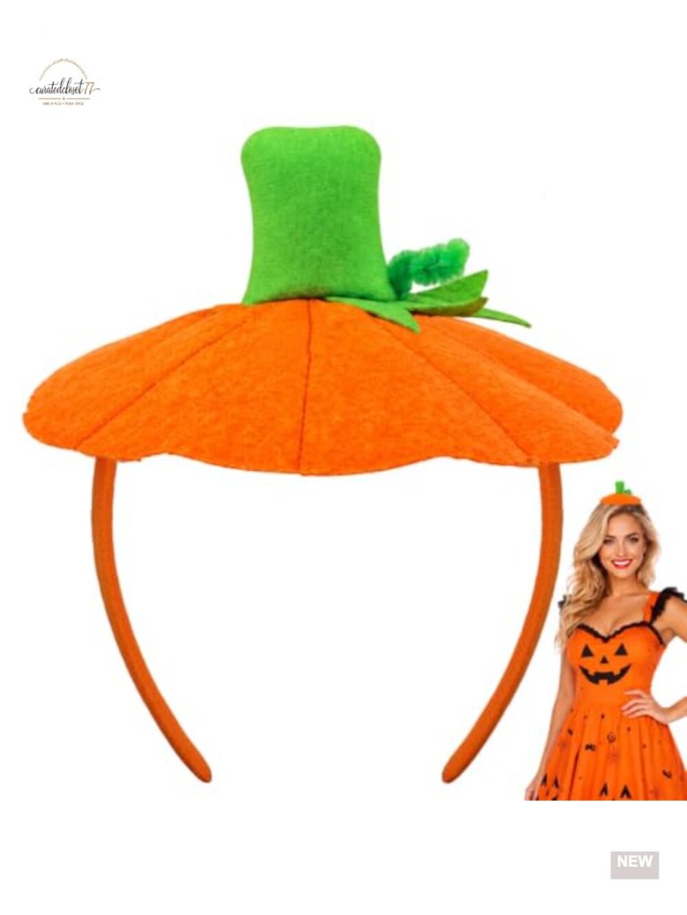 Pumpkin Headband Costume Hat for Women Adult Halloween Accessory